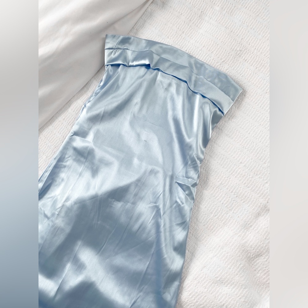 Blue Satin Strapless Eyecatcher MIDI Dress, Size Small - Picture 3 of 14